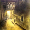 Uliczka w Barcelonie I- pastel (65 x 55)