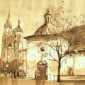 Kraków, 21 x 30 cm, malowane kawą