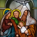 Symeon, Maria, Jóżef i Jezus - witraż